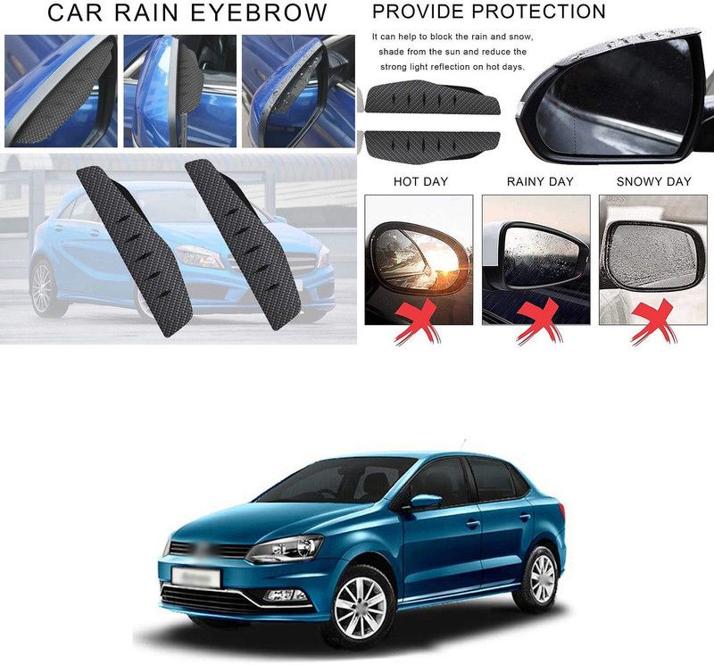 PECUNIA Carbon Mirror Rain Visor Smoke Guards Rear View Side Mirror Rain Eyebrow 180 Car Mirror Rain Blocker  (Mullti Color)