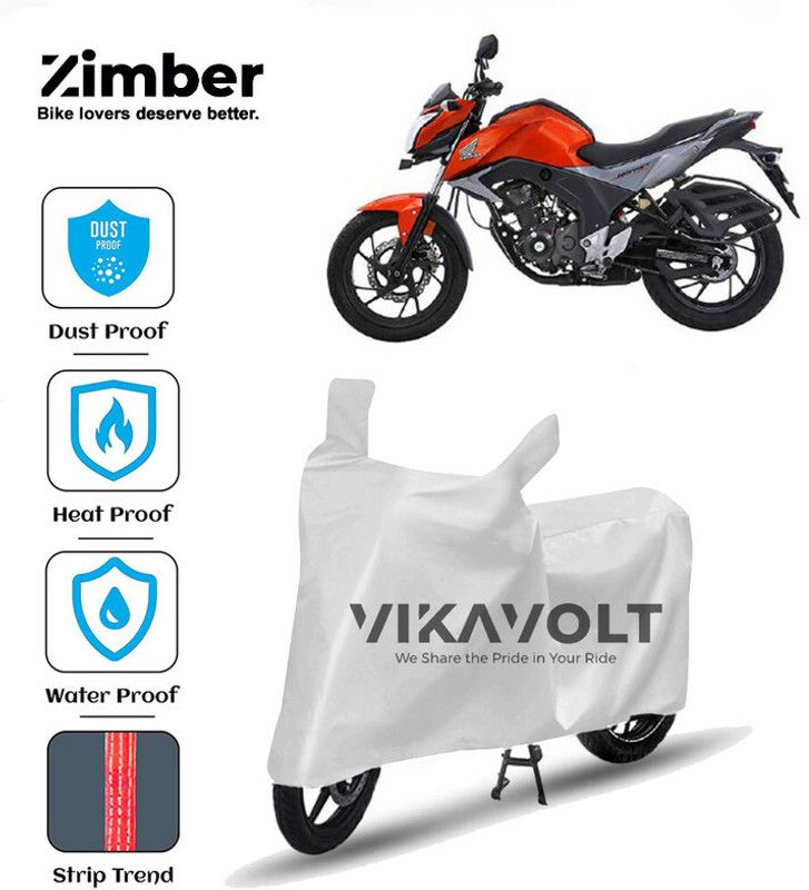 ZIMBER Waterproof Two Wheeler Cover for Honda  (CB Hornet 160R, Silver)