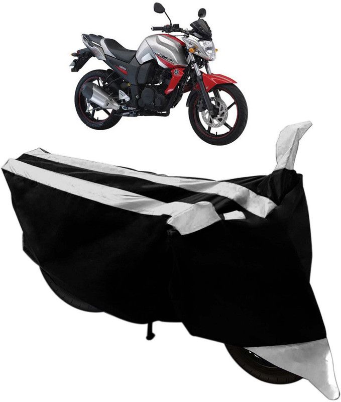SHOOLIN Two Wheeler Cover for Yamaha  (FZ-S, Black, Silver)
