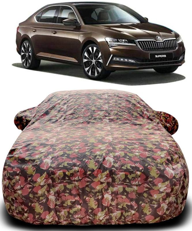 MoTRoX Car Cover For Skoda Superb (With Mirror Pockets)  (Green, Red)