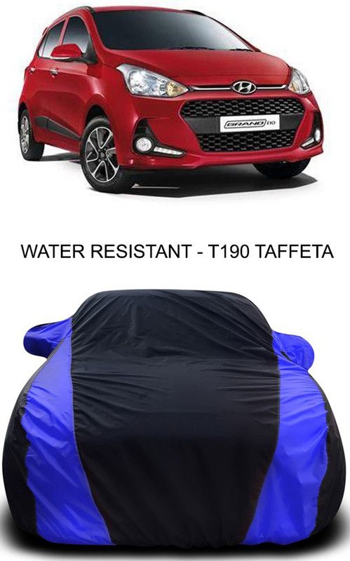 Ascension Car Cover For Hyundai Grand i10 (With Mirror Pockets)  (Black, Blue)