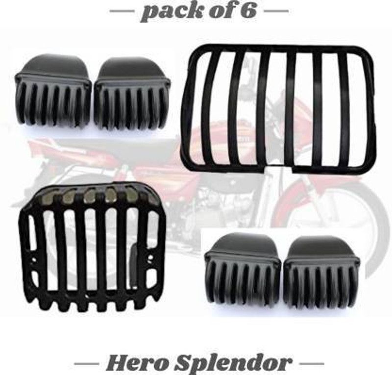 PECULIAR ZONE PZSPLENDERCOMBO6PCBLACK0289 Bike Headlight Grill  (Black)
