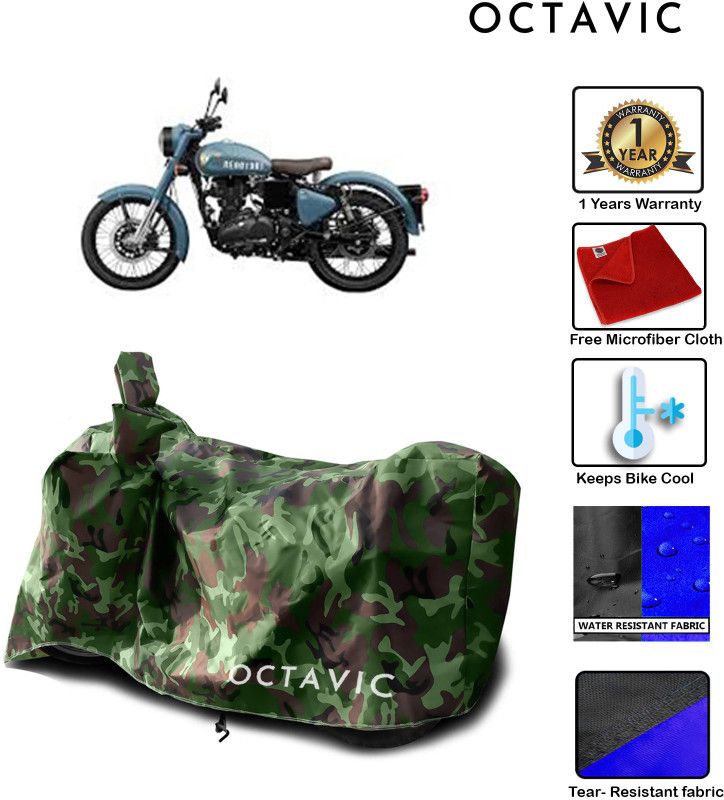 octavic Waterproof Two Wheeler Cover for Royal Enfield  (Classic 350, Green)