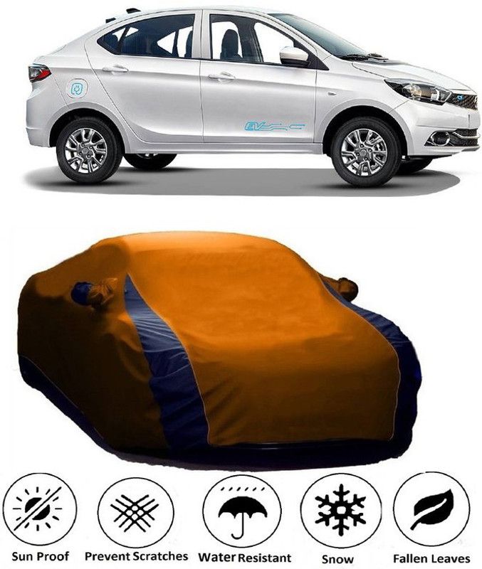 Furious3D Car Cover For Tata Tigor EV (With Mirror Pockets)  (Orange, Blue)