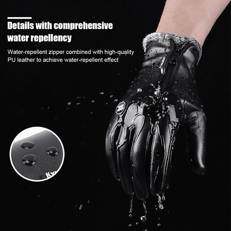 gustave PU Winter Gloves for Men, Leather Gloves For Men, Winter Warm Riding Gloves  (Black)