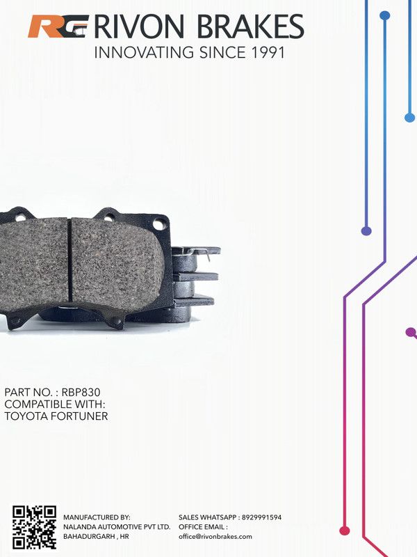 rIvon RBP-830 Front brake pad for Toyota Fortuner (Set of 4pcs) Vehicle Disc Pad  (Pack of 4)