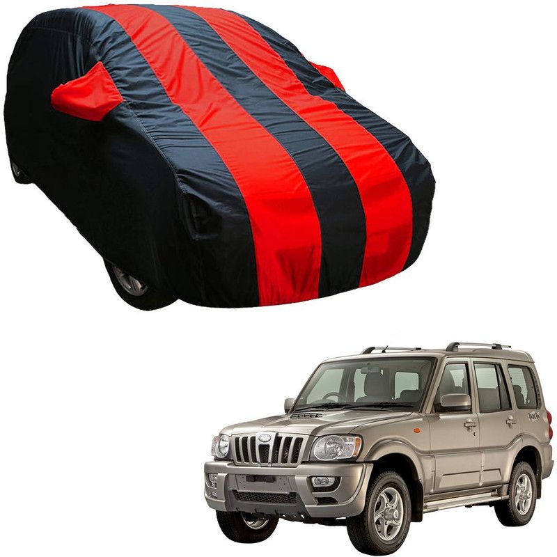 SS Zeeber Car Cover For Mahindra Scorpio S6 Plus 8 Seater (With Mirror Pockets)  (Blue, Red)