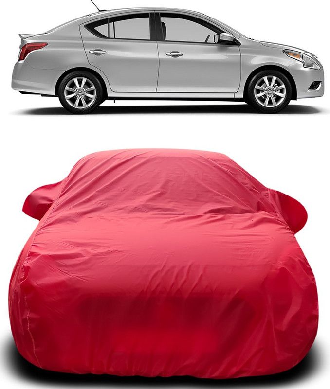 AutoBurn Car Cover For Nissan Sunny Facelift (With Mirror Pockets)  (Red)