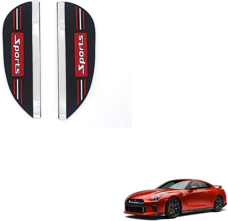 SEMAPHORE 2 Pcs Mirror Rain Guard Sports Eyebrow Nissan GTRNew Car Mirror Rain Blocker  (Black, Red)