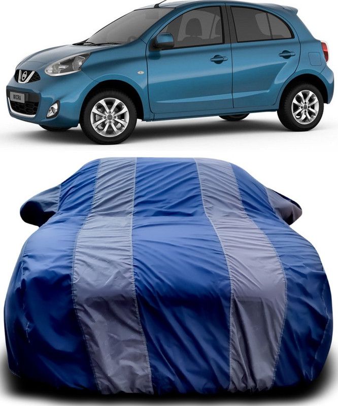 AutoBurn Car Cover For Nissan Micra (With Mirror Pockets)  (Blue, Grey)