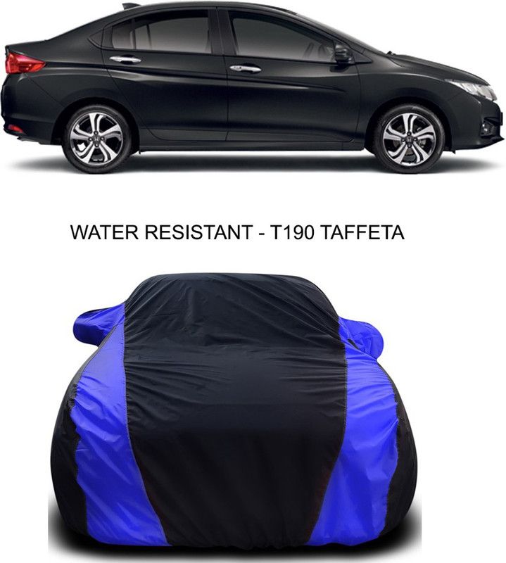 Ascension Car Cover For Honda City i-Vtec (With Mirror Pockets)  (Black, Blue)