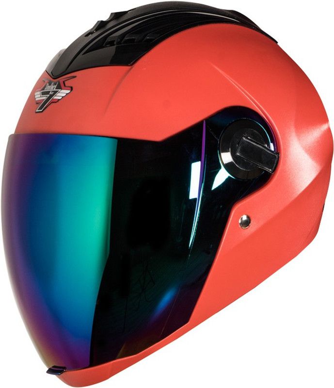 Steelbird SBA-2 7Wings Dashing in Orange with Tinted Chrome Visor Motorbike Helmet  (Orange)