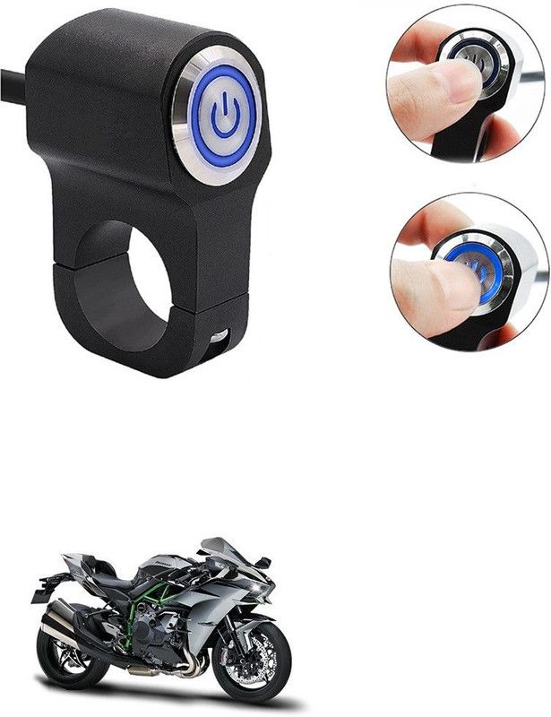 Qiisx CNC On/Off Motorcycle Handlebar Fitting With Light For Kawasaki Ninja H2 Handle Bar Grip For Kawasaki Universal For Bike  (Pack of 1)