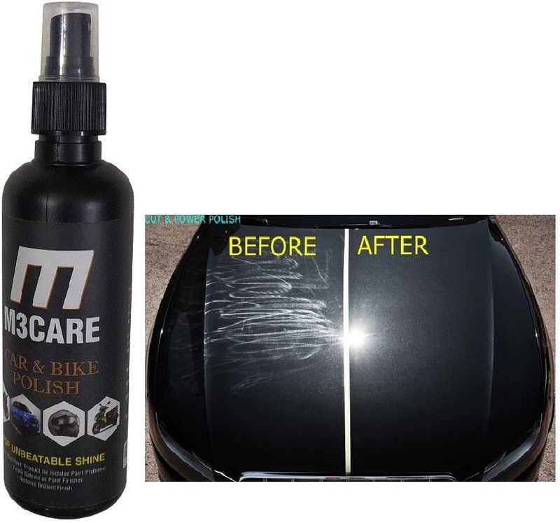 M3CARE Liquid Car Polish for Metal Parts, Dashboard, Chrome Accent, Exterior, Headlight, Leather, Windscreen, Bumper  (200 ml, Pack of 1)