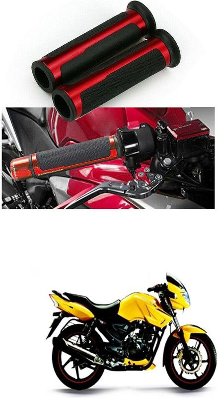 PRTEK 7/8 Handle Bar CNC Aluminum Rubber Handlebar Hand Grips 78 Handle Bar Grip For TVS Apache RTR 160  (Pack of 2)