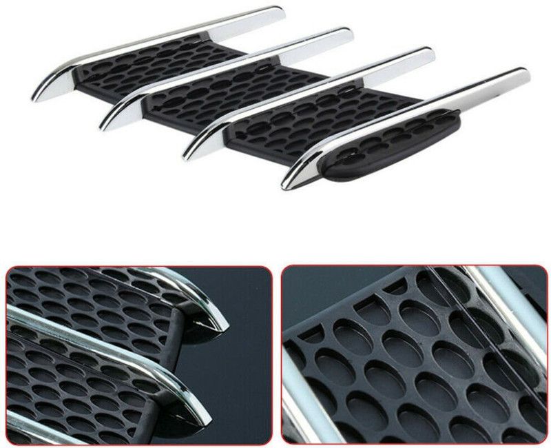 XZRTZ Car Side Airflow Grille, 2X Chrome Car Auto Bonnet Air Intake Flow Side Fender Vent Hood Scoop Cover (Silver + Black) A158 Matte, Glossy, Chrome Mitsubishi Pajero Sport Side Garnish