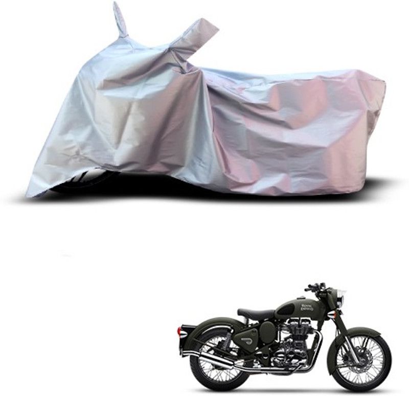 APNEK Waterproof Two Wheeler Cover for Royal Enfield  (Battle, Silver)
