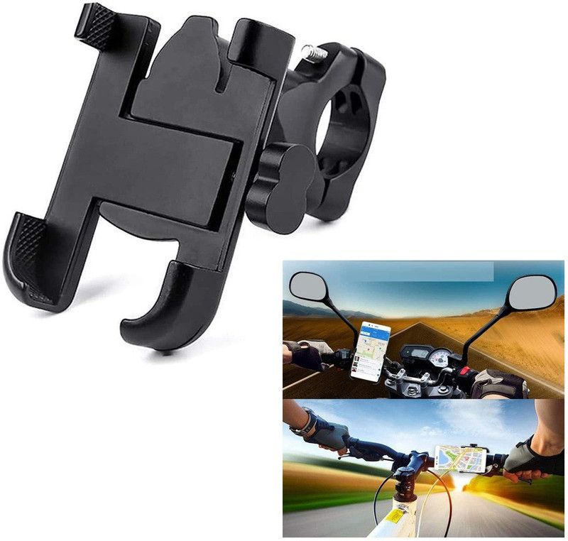 BR Trading 360 Degree Rotating Metal Body CNC Handlebar Holder,For 3.5-6.2 Inch Mobiles Bike Mobile Holder  (Black)