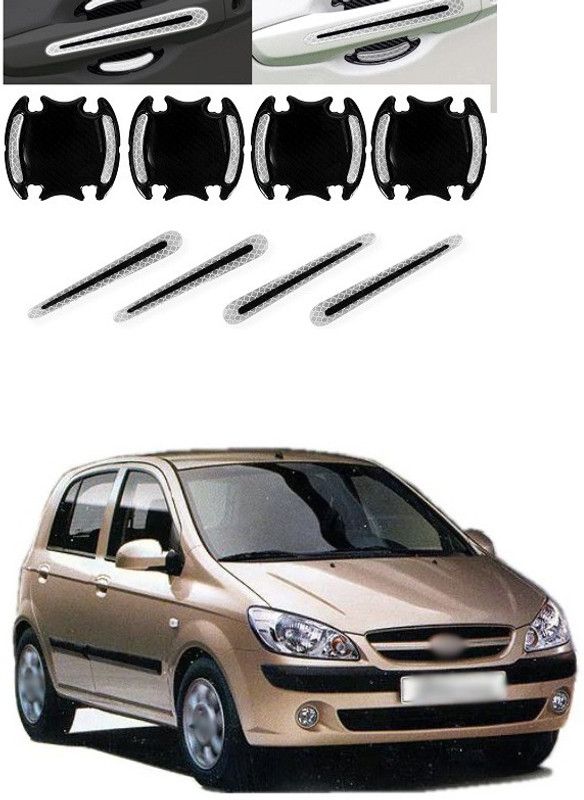 PECUNIA Car Door Handle Scratch Cover Sticker Protective Film Pad & Carbon Fiber Striation Bowl Decal Warning Sticker Reflective Strips (8PCS Silver) C75 Car Beading Roll For Bumper, Door  (8 m)