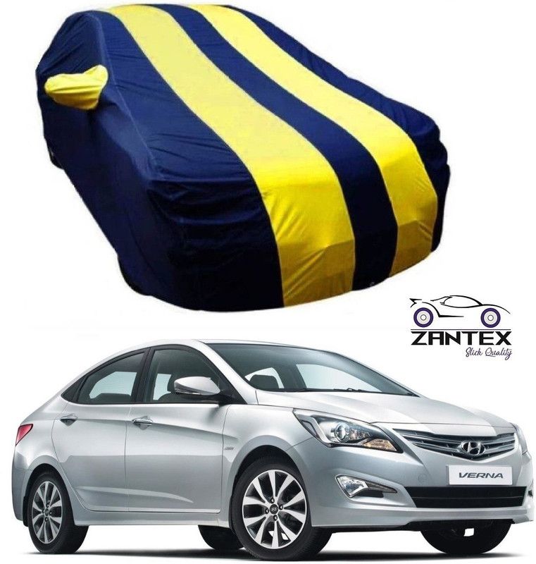 ZANTEX Car Cover For Hyundai Fluidic Verna (With Mirror Pockets)  (Blue, Yellow)