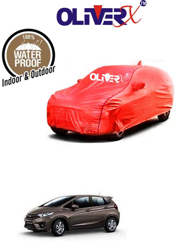 OliverX Car Cover For Honda Jazz 1.5 VX i DTEC (With Mirror Pockets)  (Red)