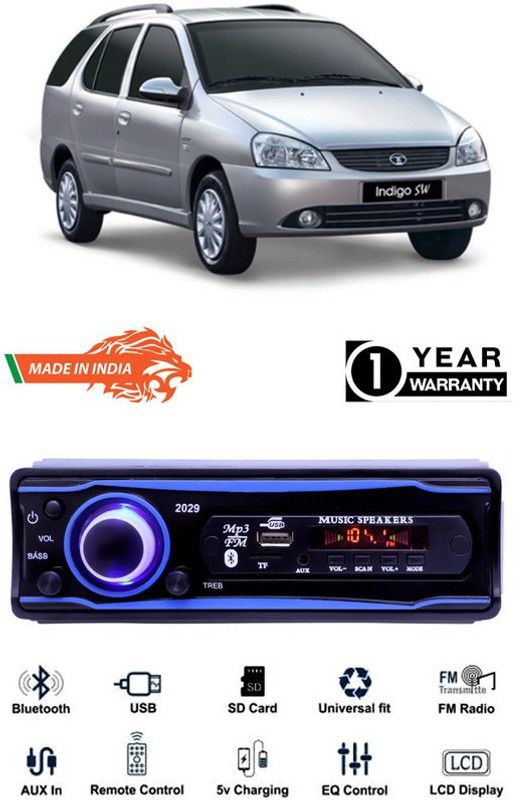 Genipap Blue 2029 USB/AUX/SD/BLUETOOTH/FM/MP3 BOOM MASTER STANDARD- GP524 Car Stereo  (Single Din)