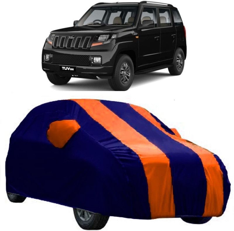 CRONEX Car Cover For Mahindra TUV300 (With Mirror Pockets)  (Orange, Blue)