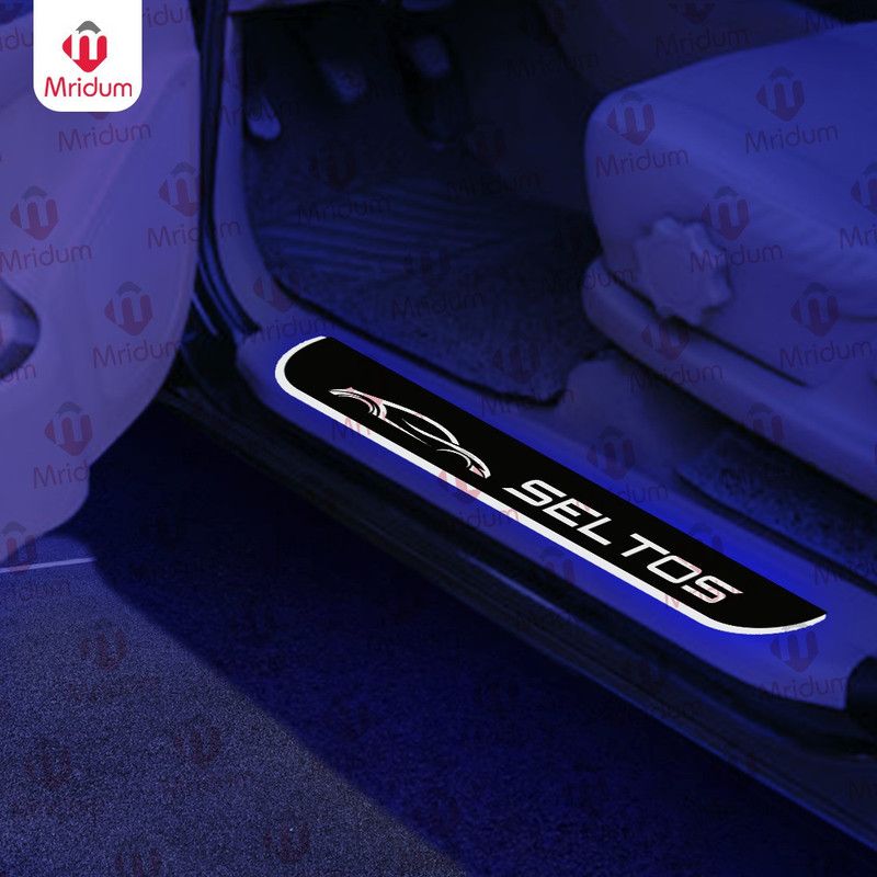 MRIDUM Kia Seltos Car Design door sill plates pack of 4 Door Sill Plate
