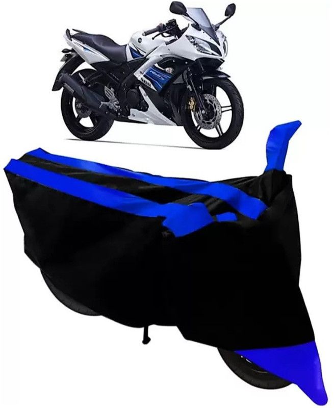 KAROBAR Two Wheeler Cover for Yamaha  (R15, Black, Blue)