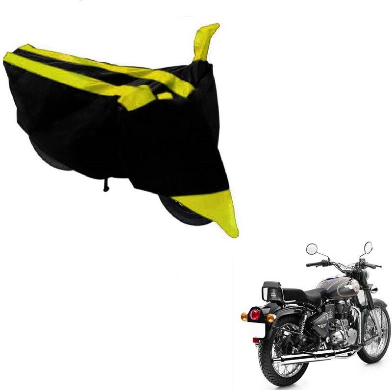 MOCKHE Two Wheeler Cover for Royal Enfield  (Bullet 500, Black, Yellow)