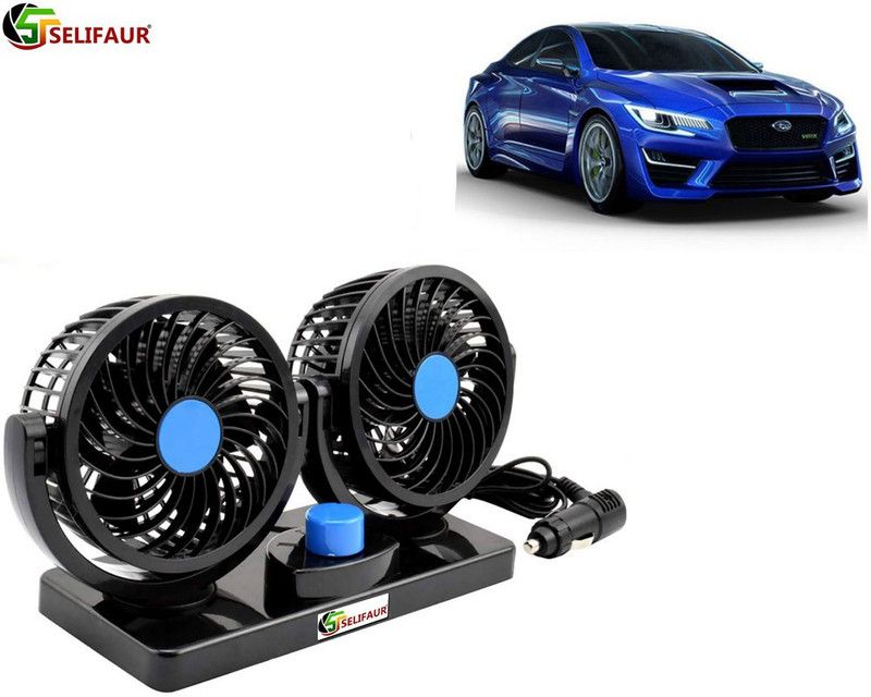 Selifaur F324 - 12V DC Electric Car Fan for Dashboad 360 Degree Rotatable Dual Head Car Auto Cooling Air Fan Subaru WRX Car Interior Fan  (12 V)