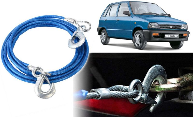 Selifaur DT187 - 12mm Heavy Duty 4Mtr 8000kgs Car Auto Full Steel Towing Tow Cable Rope 4 m Towing Cable  (Steel, Plastic, 8000 kg Pull Capacity)