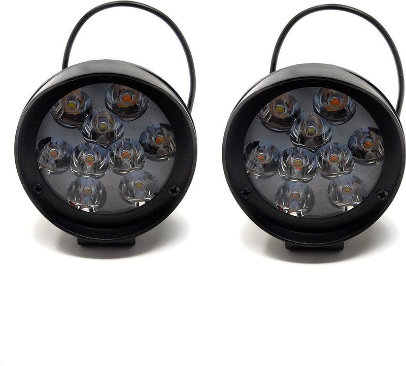 TRP Traders 9 LED Round Fog Light Waterproof Flood Fog Lamp Motorbike LED (12 V, 27 W)  (Classic 500, CBR 150R, Pulsar 220 DTS-i, Pack of 2)