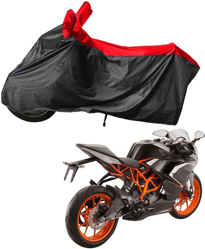 RiderShine Waterproof Two Wheeler Cover for KTM  (RC 200, Black, Red)