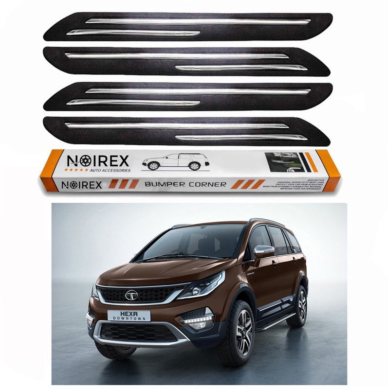 ZIMBER Rubber, Stainless Steel Car Bumper Guard  (Black, Pack of Pack Of 4, Tata, Universal For Car)