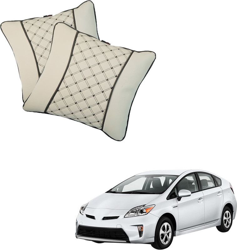 AutoFurnish Beige Leatherite Car Pillow Cushion for Toyota  (Square)