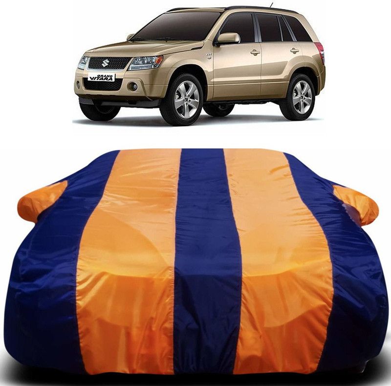 Genipap Car Cover For Maruti Suzuki Grand Vitara (With Mirror Pockets)  (Orange, Blue)