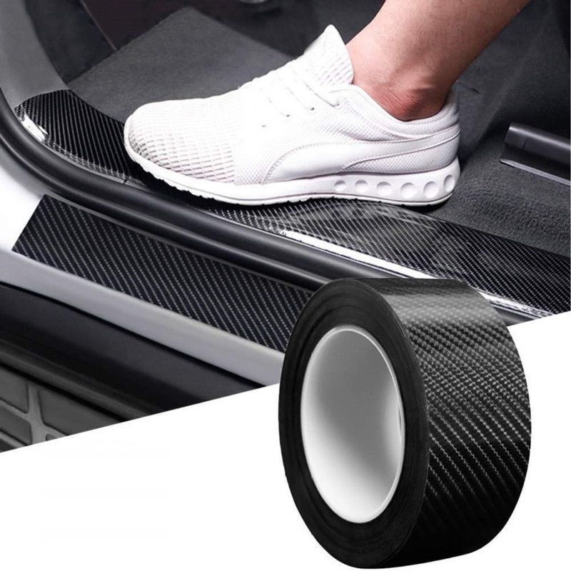 TOMBFORD JB Gloss Black Carbon Fiber Style Waterproof Car Strip Door Edge Cover tape 5 mm x 5 m Black Carbon Reflective Tape  (Pack of 1)