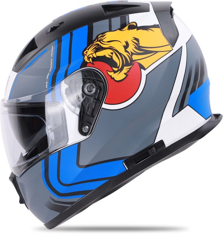 IGNYTE IGN-7 Targa ISI/DOT Certified Full Face Helmet Motorbike Helmet  (Glossy White Blue with Anti Fog Clear Visor)