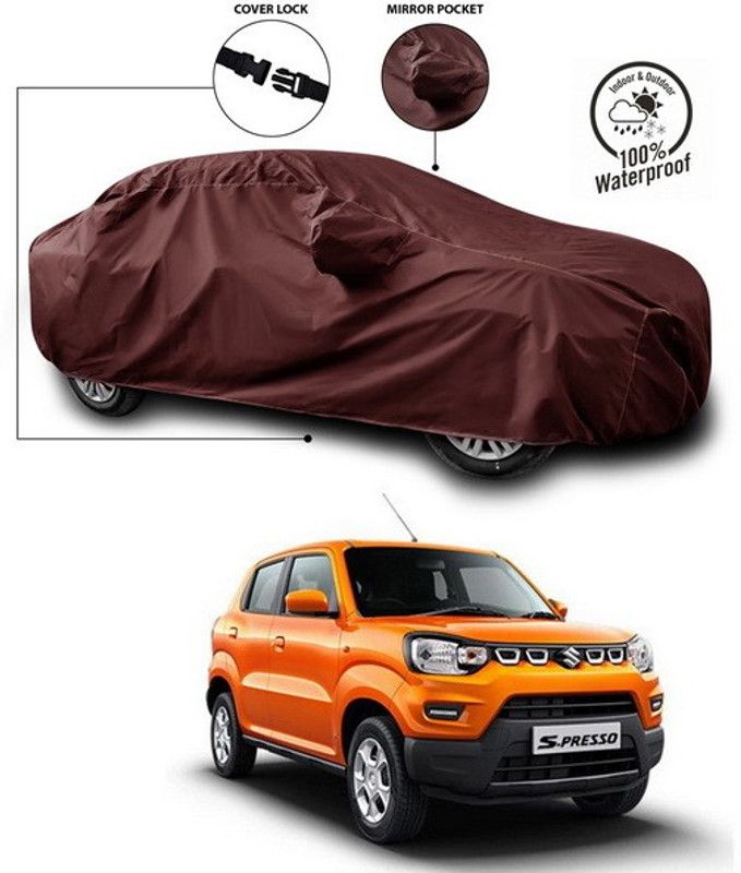 ANTHUB Car Cover For Maruti Suzuki S-Presso (With Mirror Pockets)  (Maroon, For 2022, 2023 Models)