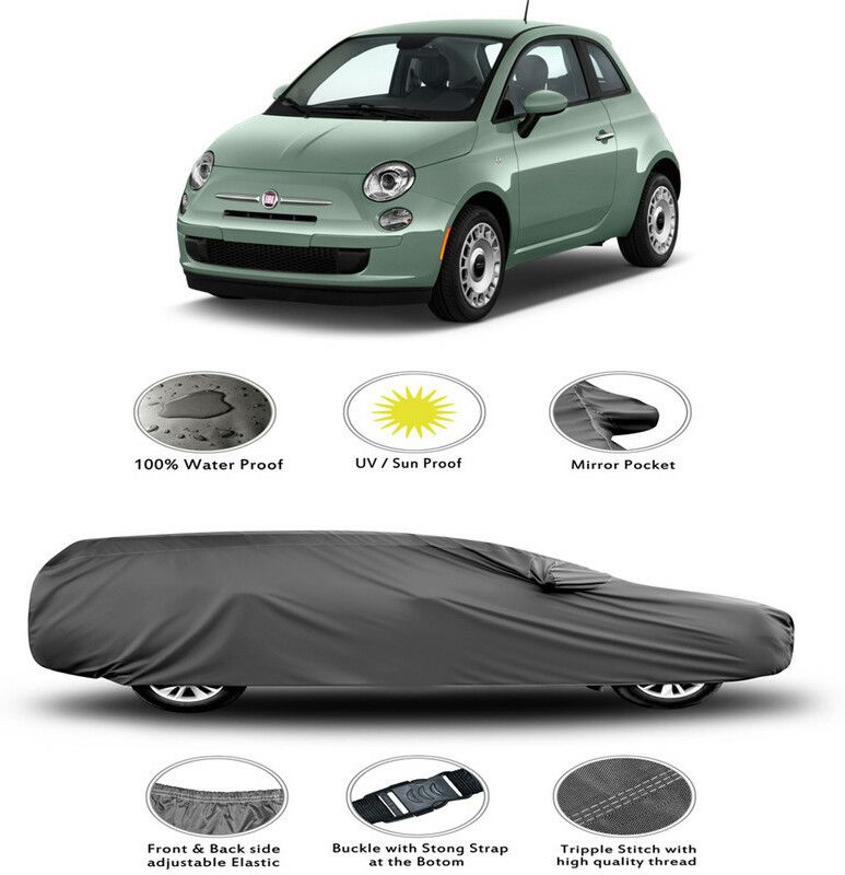 AutoTiger Car Cover For Fiat 500 (With Mirror Pockets)  (Grey)