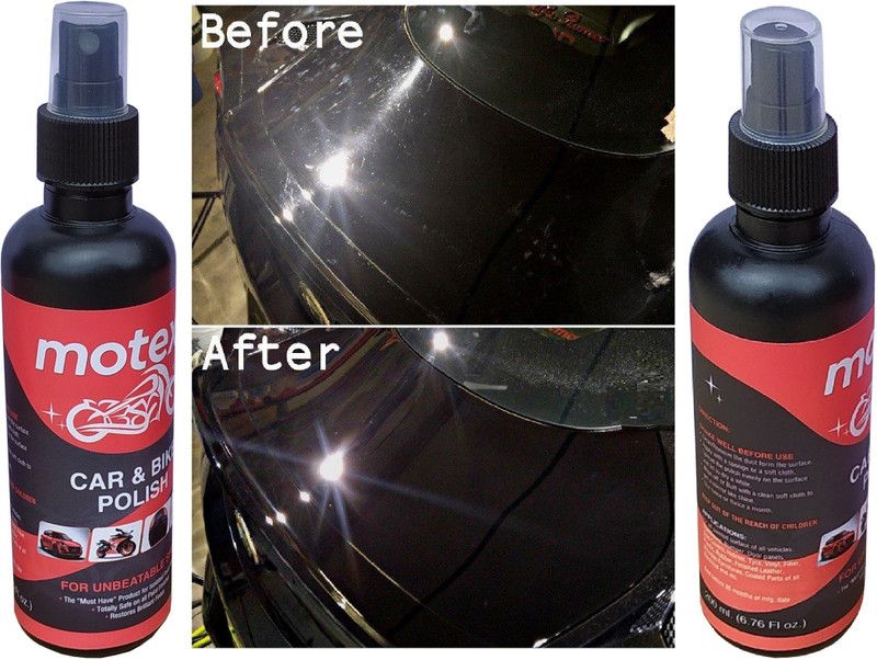 MOTEXO Liquid Car Polish for Metal Parts, Windscreen, Leather, Headlight, Exterior, Dashboard, Chrome Accent, Bumper  (400 ml, Pack of 2)