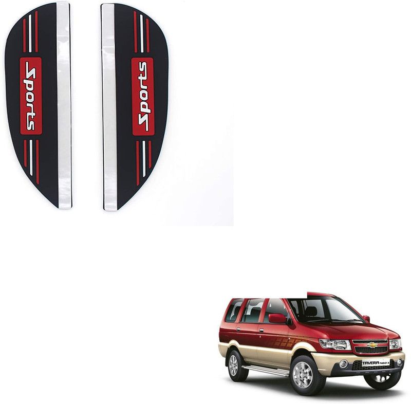SEMAPHORE 2 Pcs Mirror Rain Guard Sports Eyebrow Chevrolet Tavera Car Mirror Rain Blocker  (Black, Red)