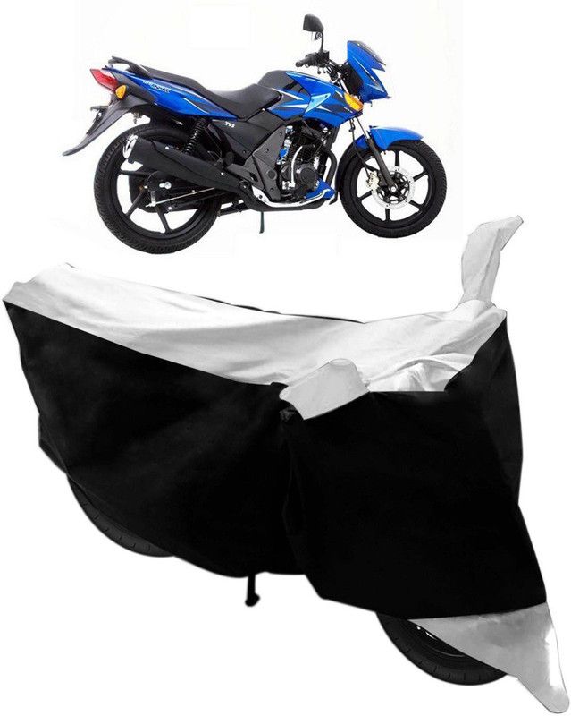 Purpleheart Two Wheeler Cover for TVS  (Flame SR125, Black, Silver)