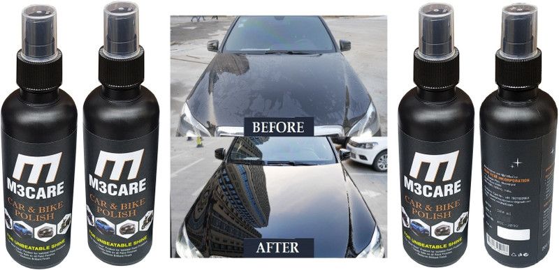 M3CARE Liquid Car Polish for Exterior, Leather, Chrome Accent, Bumper, Dashboard, Headlight, Metal Parts, Windscreen  (800 ml, Pack of 4)