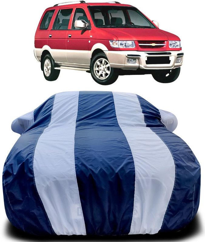 Genipap Car Cover For Chevrolet Tavera (With Mirror Pockets)  (Blue, White)