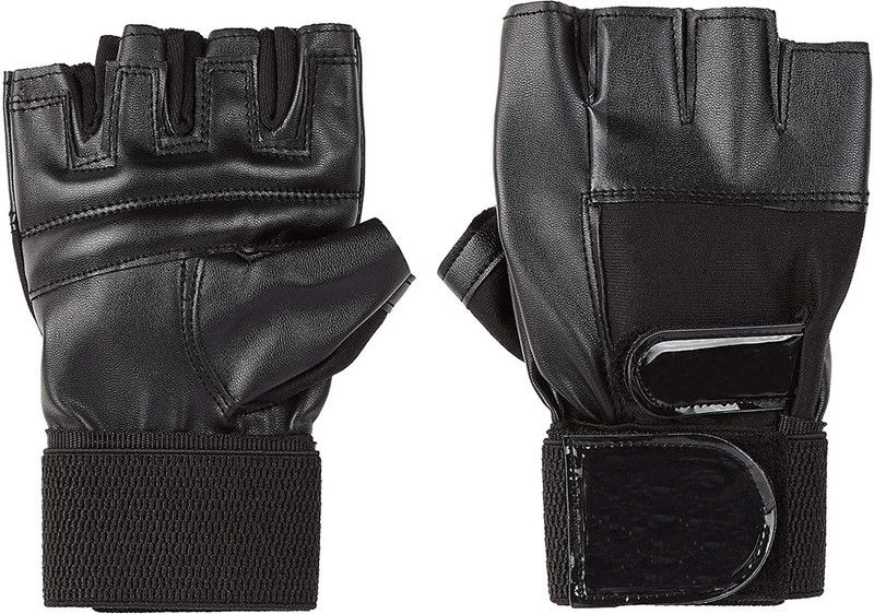 Vidhu Leather Half Finger Bike Black Gloves| Racing Motorcycle Gloves | Driving Gloves  (Black)