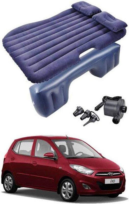 RKPSP Blue Inflatable Car Bed/Two Pillows/Air Pump/Repair Kit For I 10 Old Car Inflatable Bed Car Inflatable Bed  (i10)