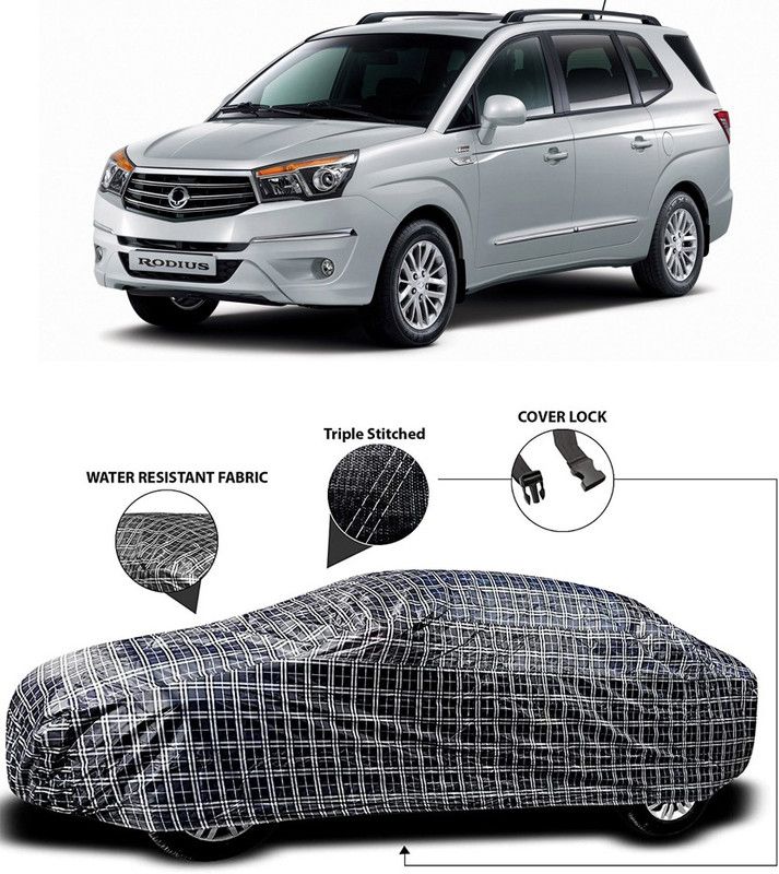 MoTRoX Car Cover For SsangYong Rodius (With Mirror Pockets)  (White, Black)