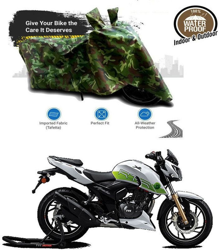 AutoGalaxy Waterproof Two Wheeler Cover for TVS  (Apache RTR 200 Fi E100, Multicolor)